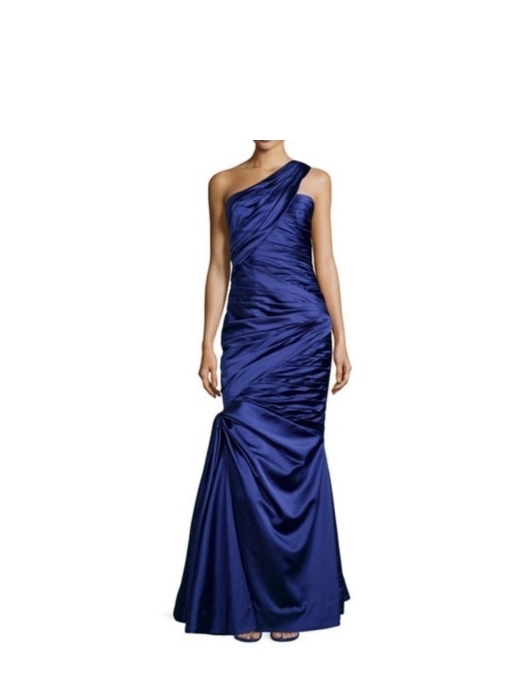 Monique Lhuillier One-Shoulder Royal Blue Evening Gown